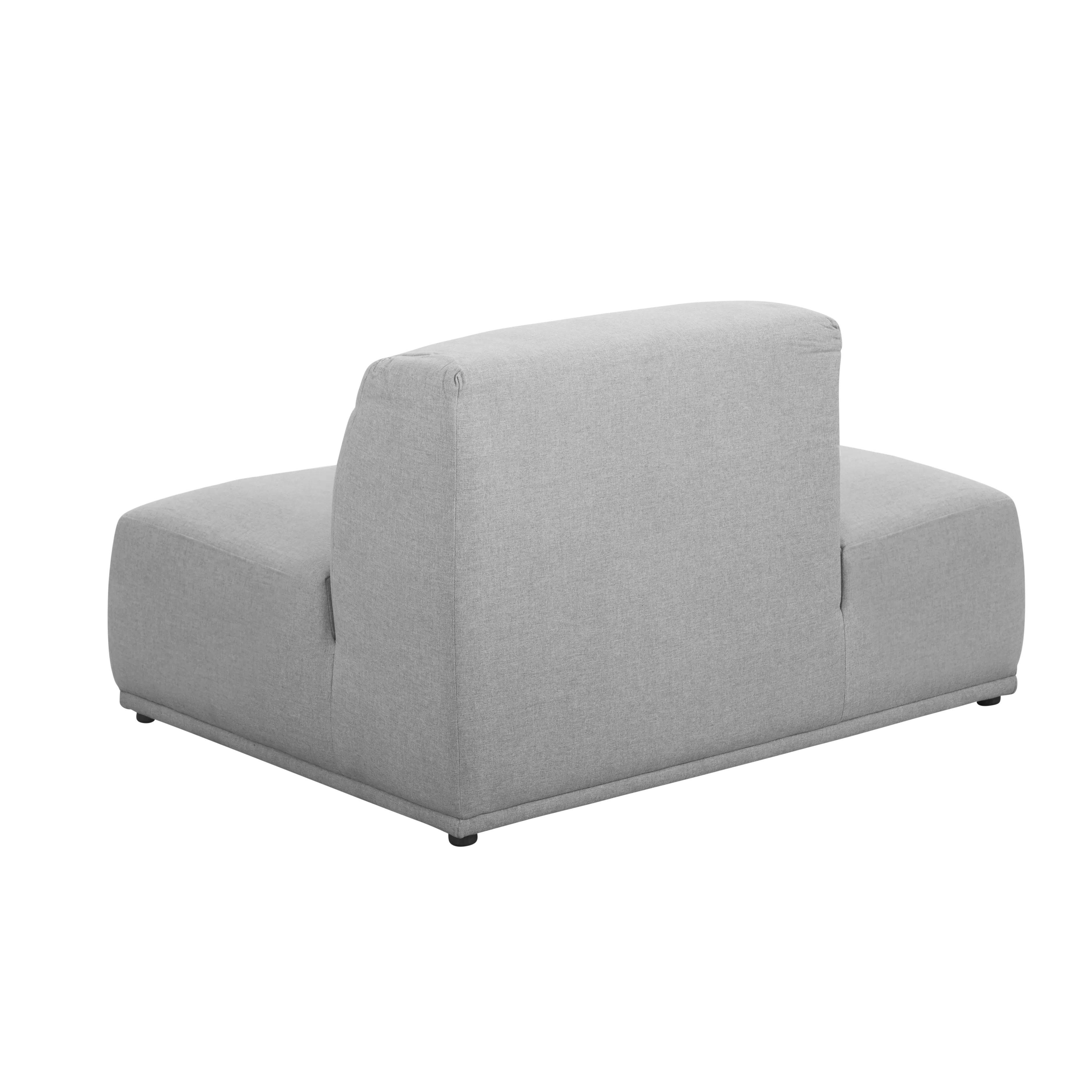 Milan 4 Seater Corner Extended Sofa - Slate (Fabric) - 9 - Modern minimalist sofa, light gray fabric, ergonomic design