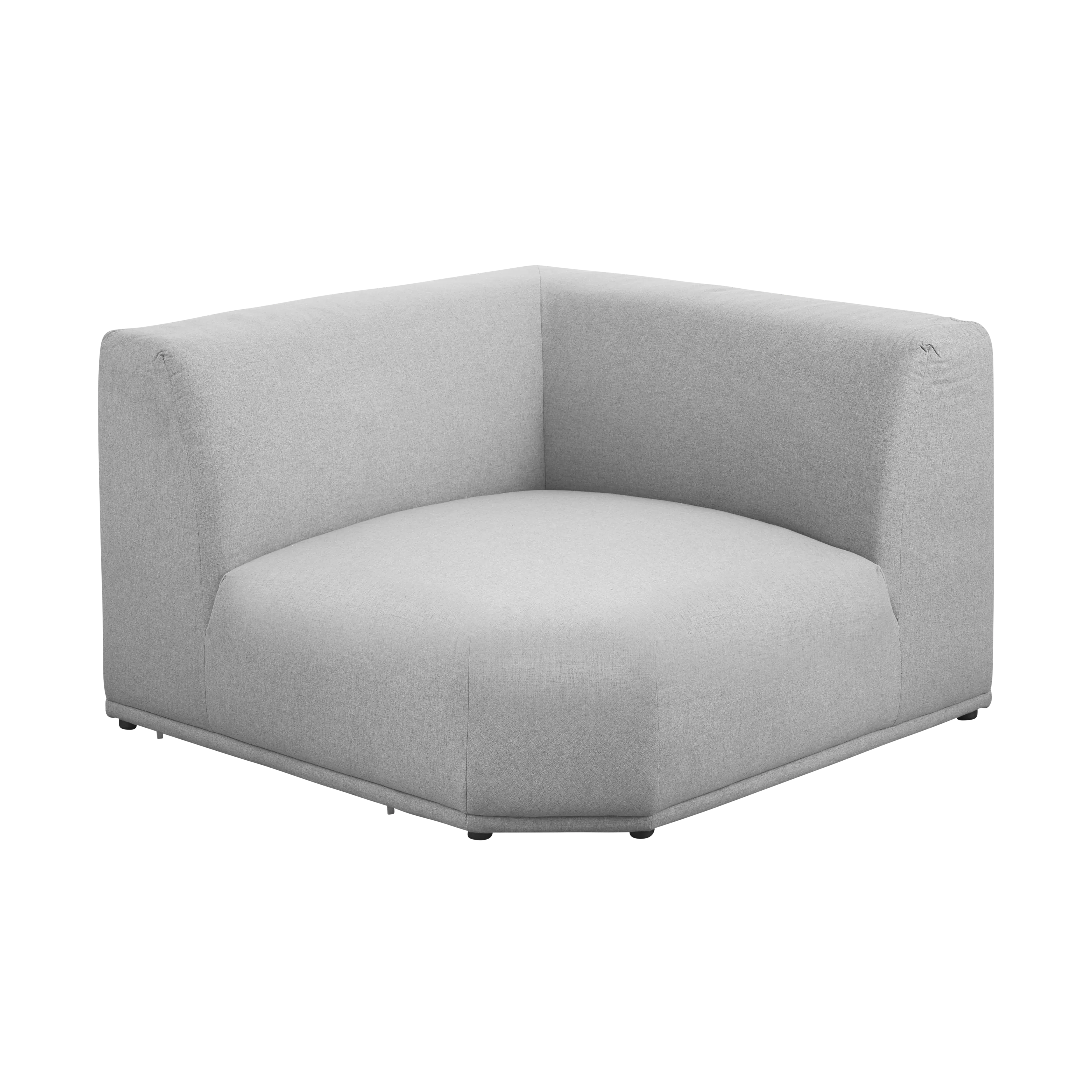 Milan 4 Seater Corner Extended Sofa - Slate (Fabric) - 15 - Modern minimalist sofa, light gray fabric, ergonomic design