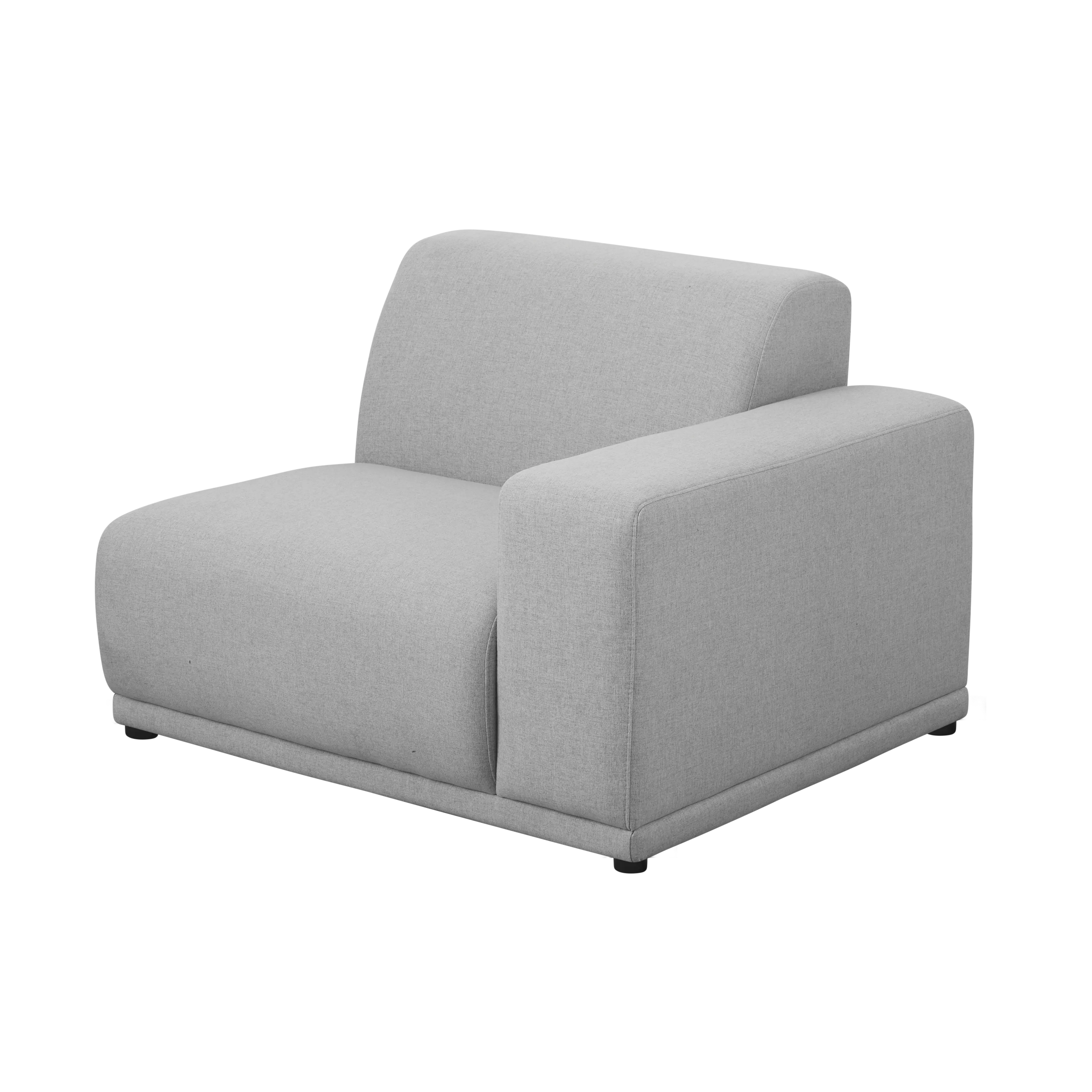 Milan 4 Seater Corner Extended Sofa - Slate (Fabric) - 11 - Modern gray upholstered armchair, minimalist design, comfortable