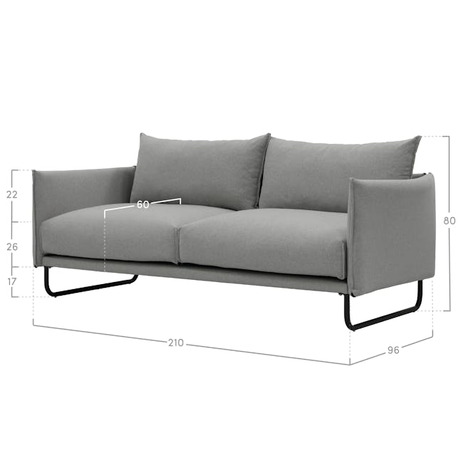Frank 3 Seater Sofa - Slate, Down Feathers - 5
