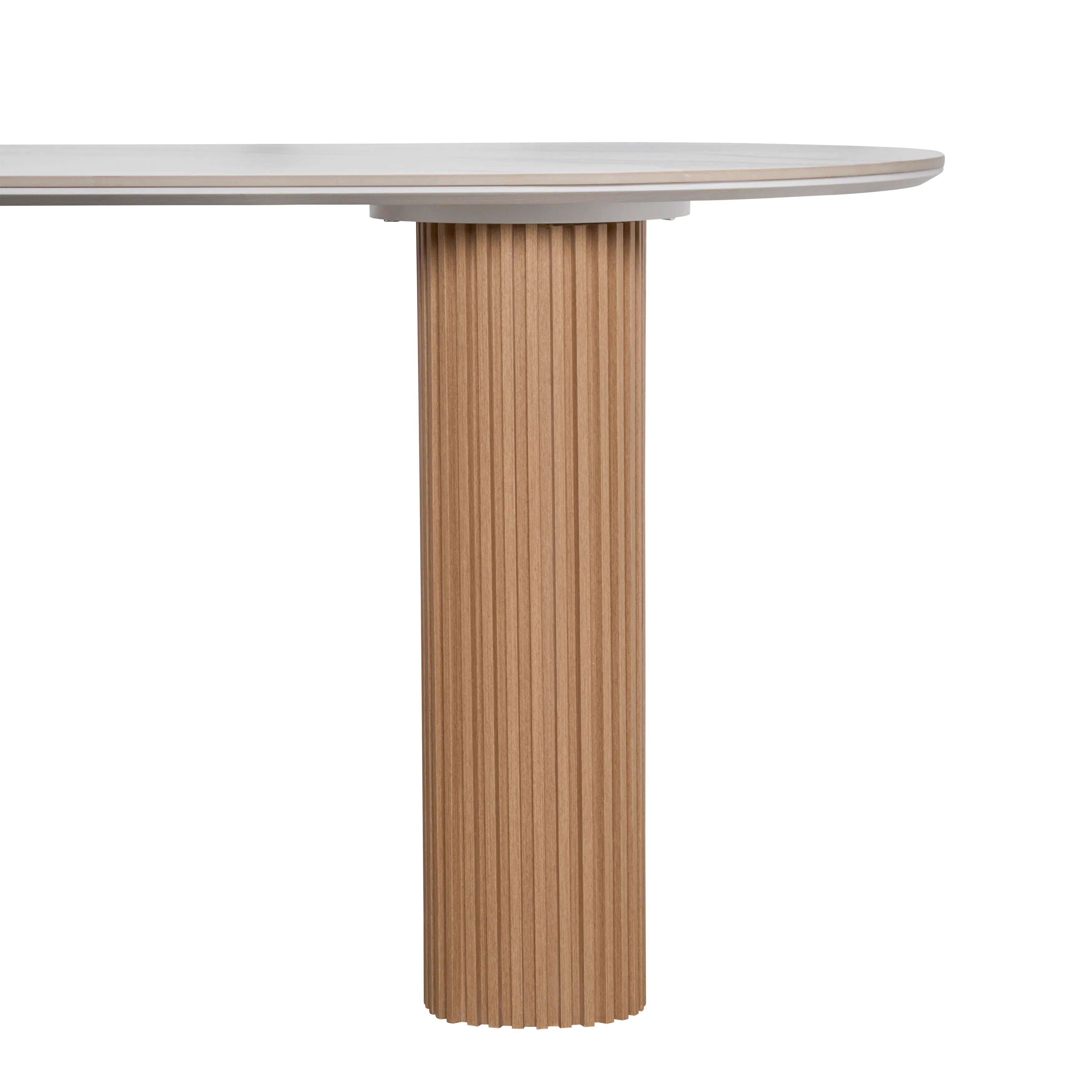 (As-is) Teresa Dining Table 1.6m - Oak, White Marble (Sintered Stone) - 7