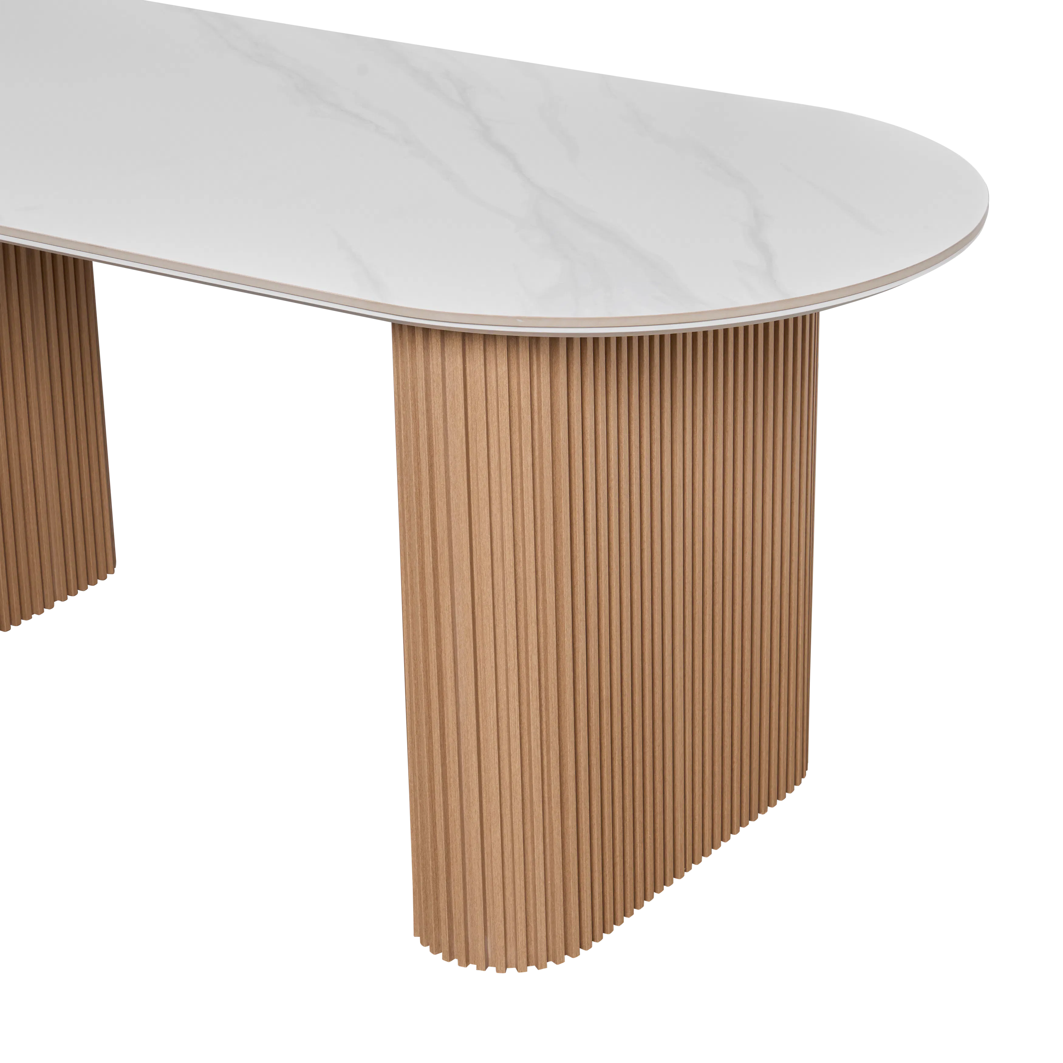 (As-is) Teresa Dining Table 1.6m - Oak, White Marble (Sintered Stone) - 12