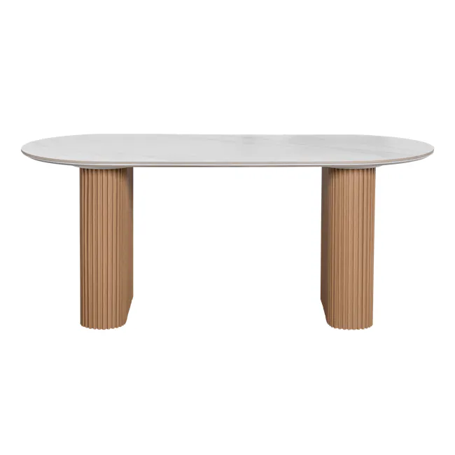 Teresa Dining Table 1.6m - Oak, White Marble (Sintered Stone) - 5