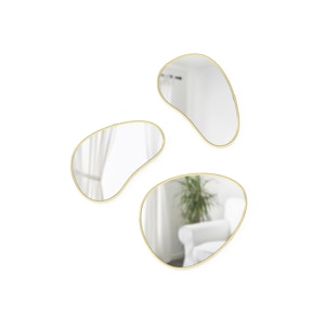 Hubba Pebble Mirror (Set of 3) - Brass