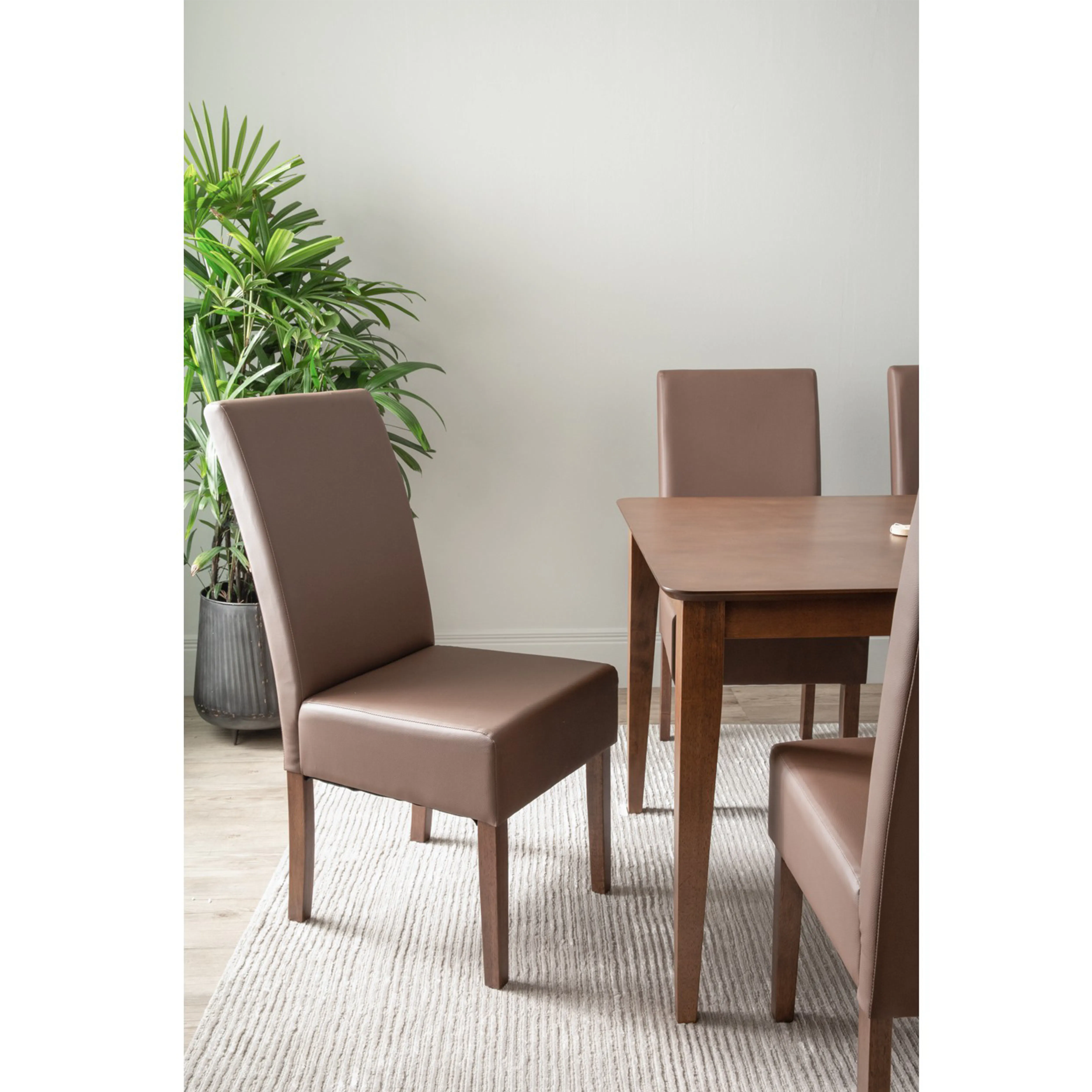 (As-is) Nora Dining Chair - Cocoa, Mocha (Faux Leather) - 3 - 9 - Brown leather dining chairs, modern dining room