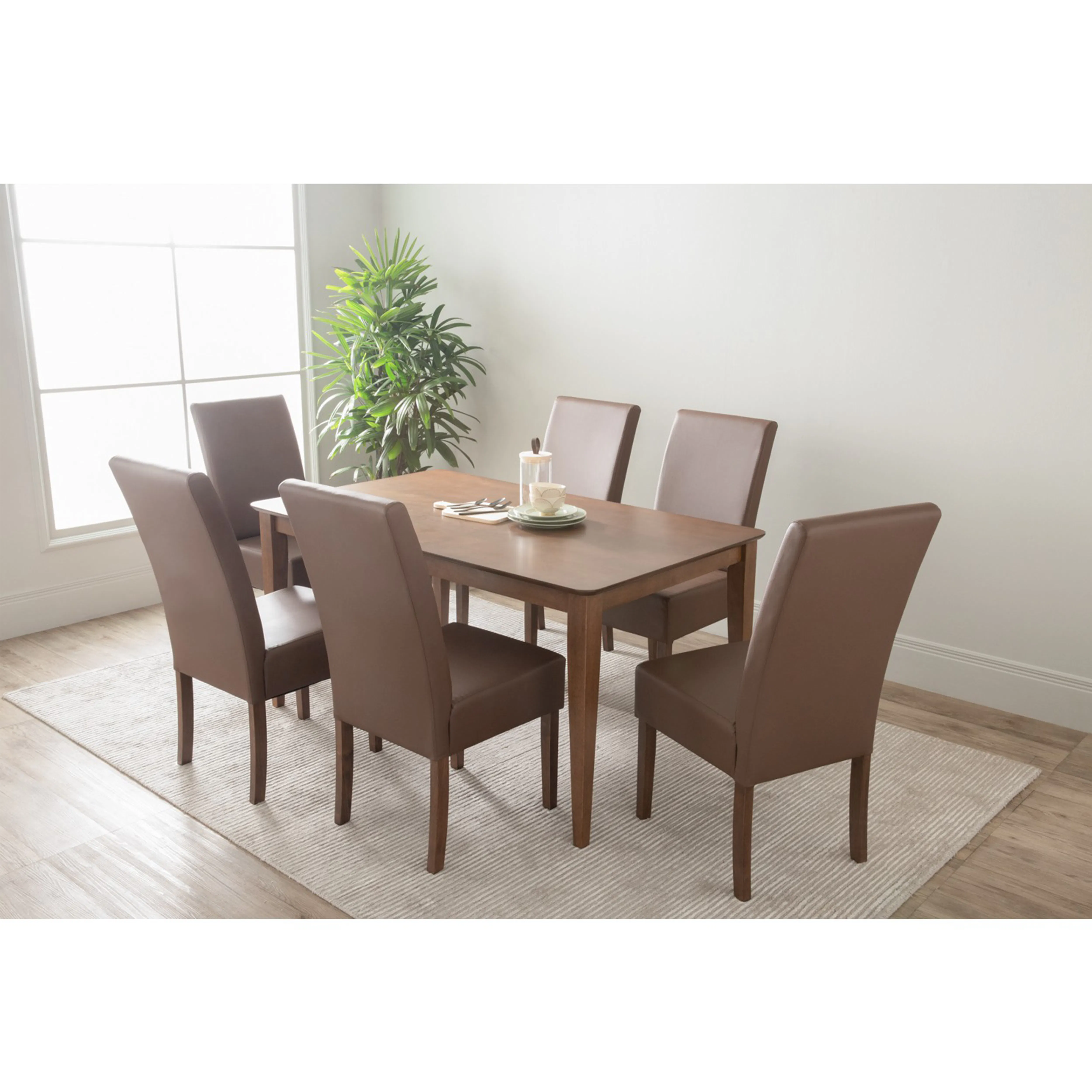 (As-is) Nora Dining Chair - Cocoa, Mocha (Faux Leather) - 3 - 10 - Dining room, modern dining table, brown upholstered