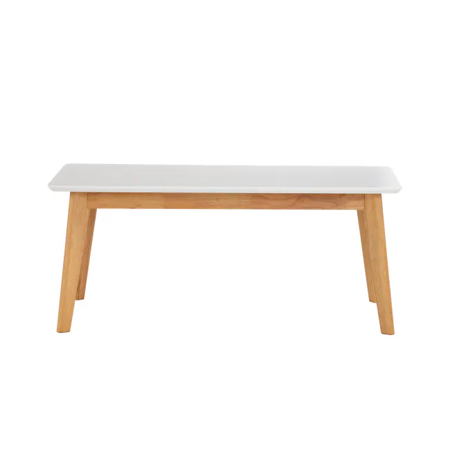 Harold Coffee Table - Natural, White - 6 - White rectangular table, wooden legs, minimalist design, natural wood finish