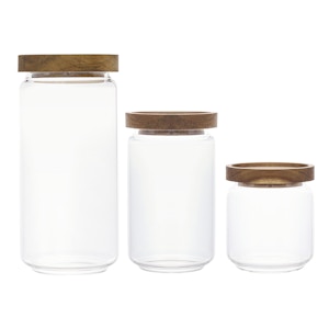 EVERYDAY Glass Jar with Wooden Lid (Set of 3)