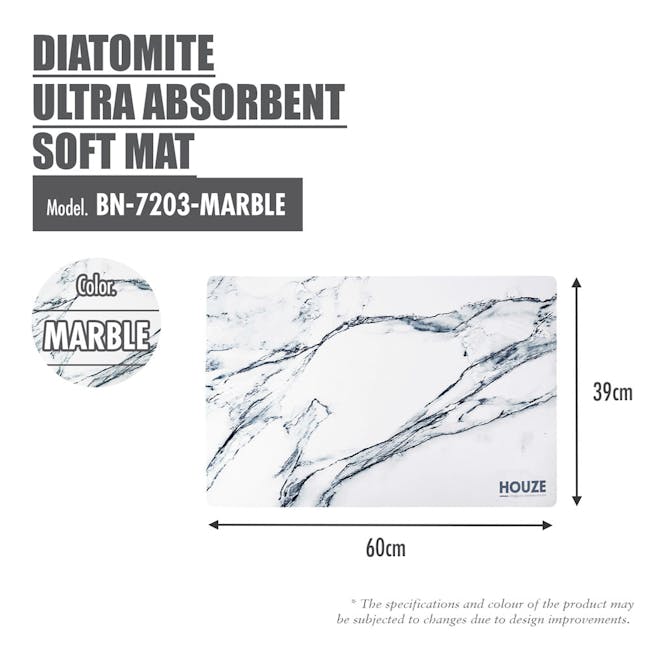 HOUZE Diatomite Ultra Absorbent Soft Mat - Marble - 7