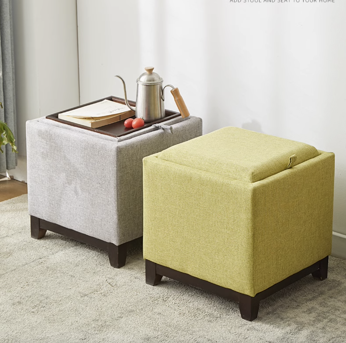 Zoya Storage Stool/Coffee Table Light Grey, Zoya by HipVan HipVan