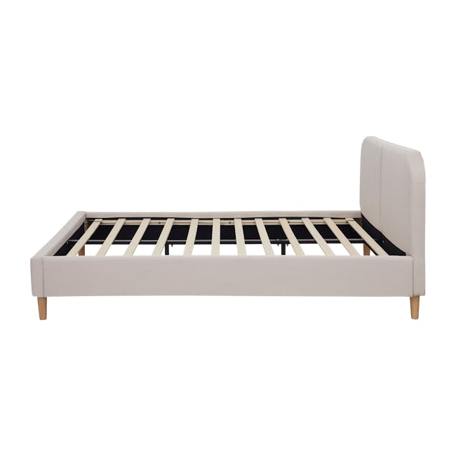 Nolan King Bed in Oatmeal with 2 Miah Bedside Table in White - 6