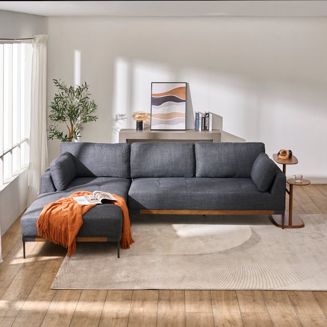 Hudson L-Shaped Sofa - Walnut, Shadow Grey - 5