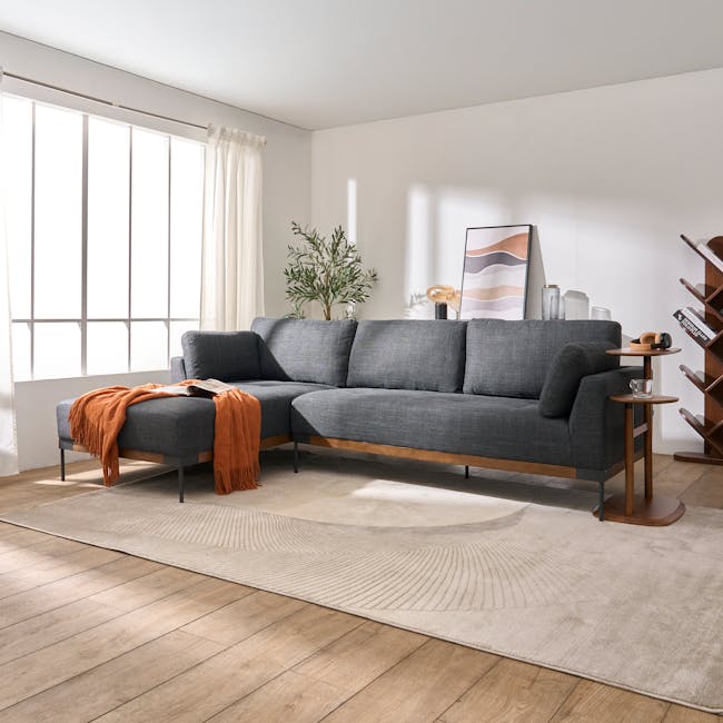 Hudson L-Shaped Sofa - Walnut, Shadow Grey - 4