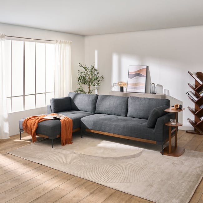 Hudson L-Shaped Sofa - Walnut, Shadow Grey - 3
