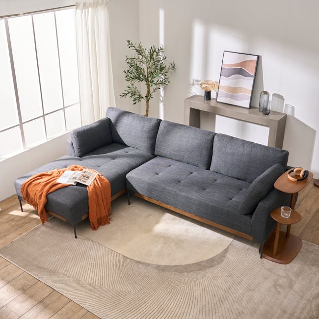 Hudson L-Shaped Sofa - Walnut, Shadow Grey - 2