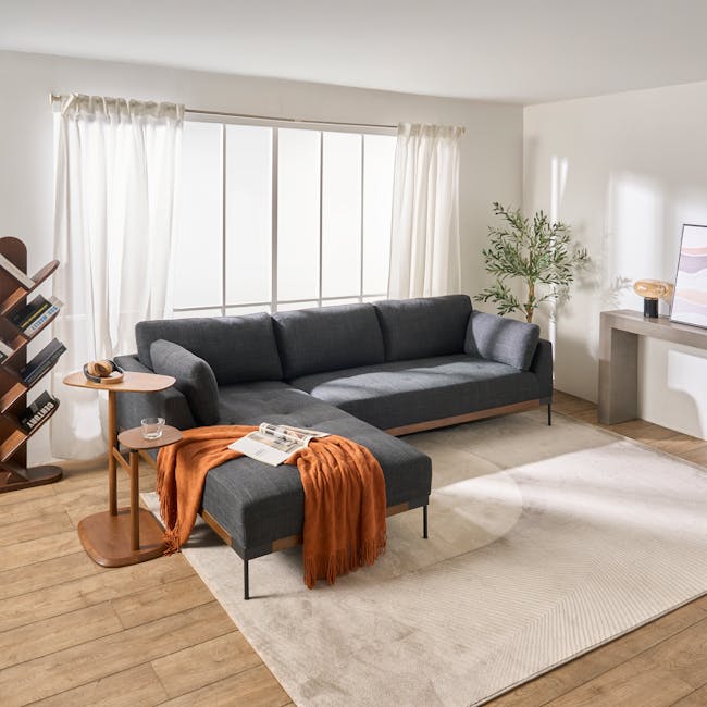 Hudson L-Shaped Sofa - Walnut, Shadow Grey - 6
