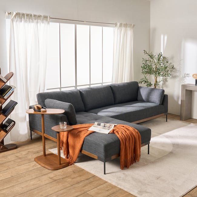 Hudson L-Shaped Sofa - Walnut, Shadow Grey - 8