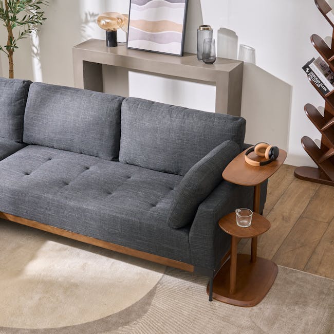 Hudson L-Shaped Sofa - Walnut, Shadow Grey - 7