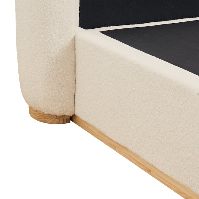 Nova Queen Storage Bed in Beige Boucle with 2 Natalia Bedside Tables - 13 - Cream-colored, plush, textured carpet, black