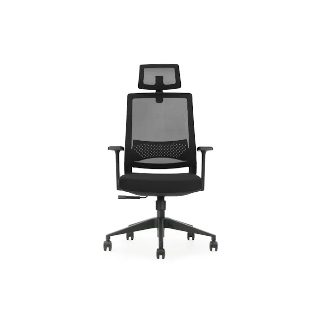 OTO Lumbarax - 3 - Black ergonomic office chair with mesh backrest, adjustable armrests, padded seat and backrest, ergonomic