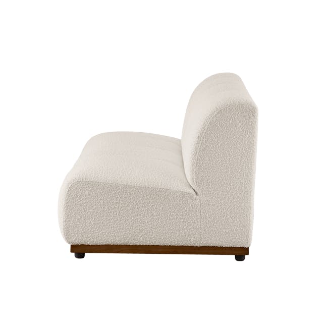 Cosmo 2 Seater Sofa - Walnut, White Boucle (Eco Clean Fabric) - 4 - Cream upholstered armchair, minimalist design, soft