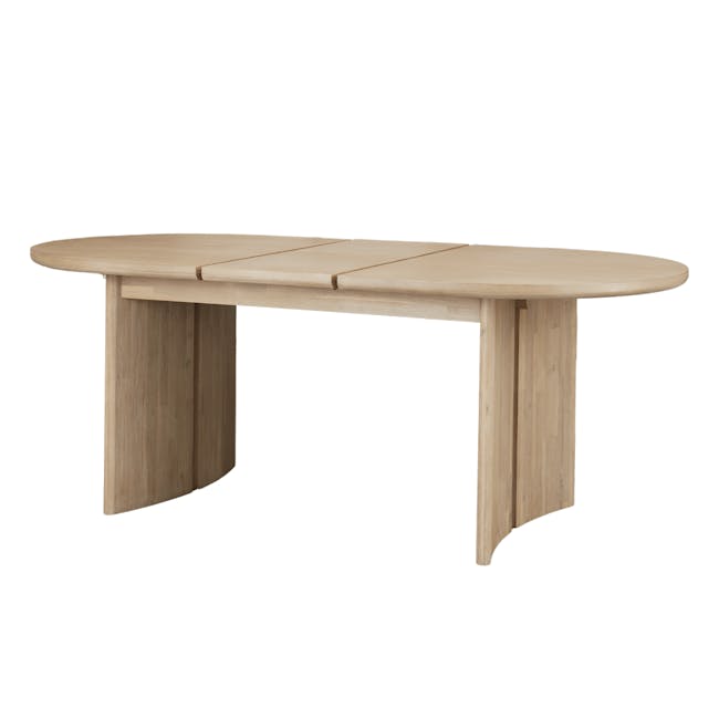 Catania Extendable Dining Table 1.6m-2m with 4 Catania Dining Chairs - 5 - Light wood table with curved legs, minimalist
