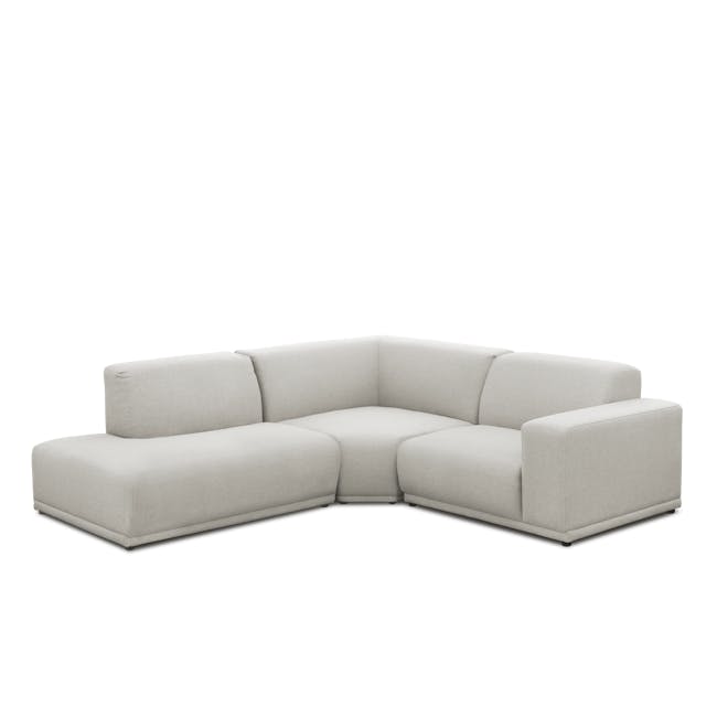 Milan Corner Unit - Ivory (Fabric) - 8 - Modern minimalist sofa, light gray fabric, sleek design, comfortable seating