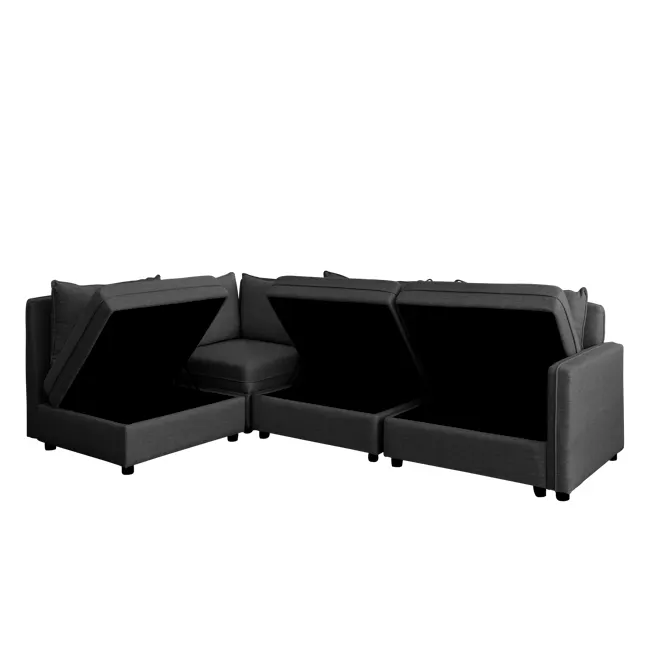 Cameron Storage Armless Unit - Orion (Fabric) - 17 - Sleek, modern sectional sofa with integrated storage compartments, Dark