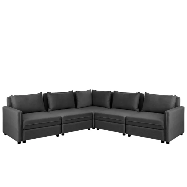 Cameron Storage Armless Unit - Orion (Fabric) - 11 - Sleek and modern design with a dark gray fabric sofa, Three-seater sofa