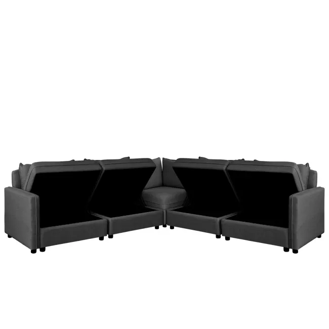 Cameron Storage Armless Unit - Orion (Fabric) - 16 - Modern sectional sofa design, Sleek, contemporary seating arrangement