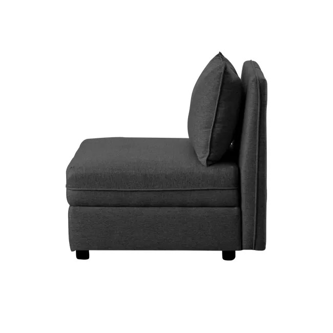 Cameron Storage Armless Unit - Orion (Fabric) - 4 - Modern gray upholstered sofa, minimalist design, textured fabric, sleek