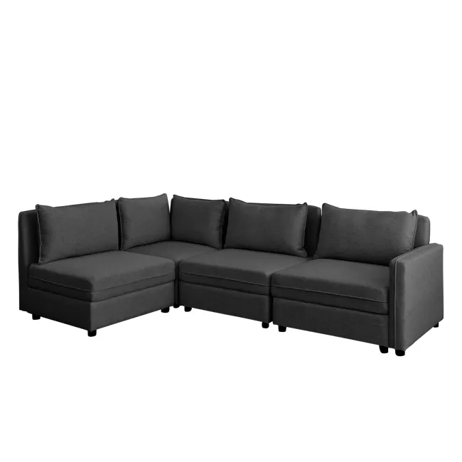 Cameron Storage Armless Unit - Orion (Fabric) - 12 - Grey upholstered sectional sofa, modern design, comfortable seating