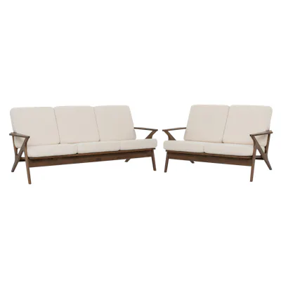 Aston 3 Seater Sofa with Aston 2 Seater Sofa - White Cream - Image 1