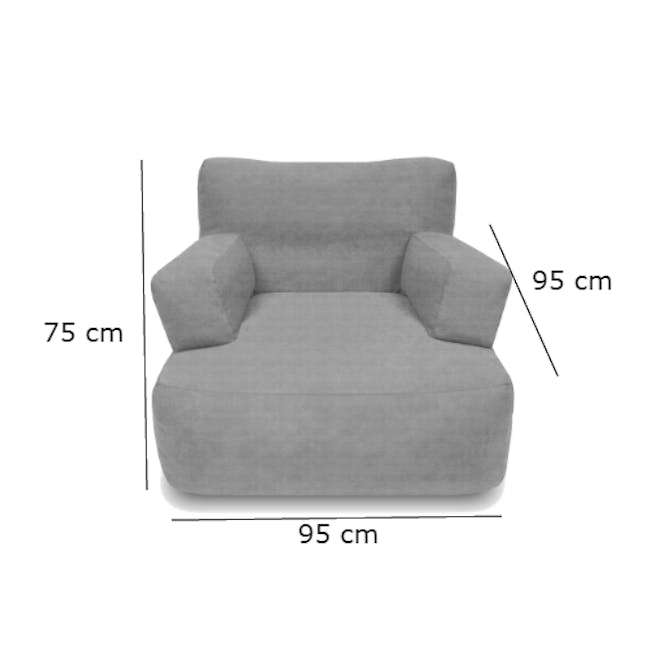 Flabber Bean Bag Sofa - Blue - 6 - Grey upholstered armchair, 95 cm seat height, 75 cm backrest height, modern design