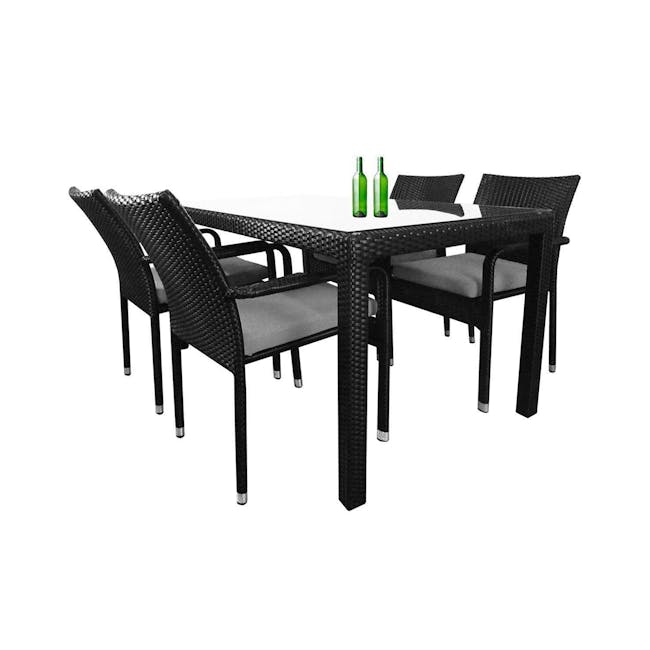 Boulevard Outdoor Dining Set with 4 Chair - Grey Cushion - 0