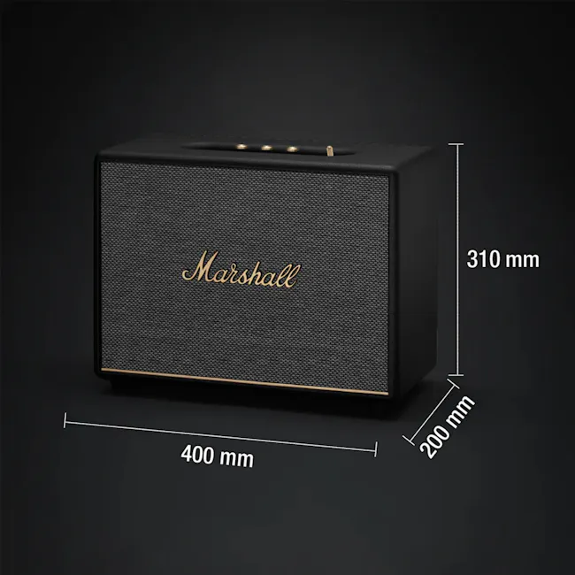 Marshall Woburn III - Black - 3 - Marshall speaker, sleek design, black finish, textured surface, 310 mm height, 200 mm