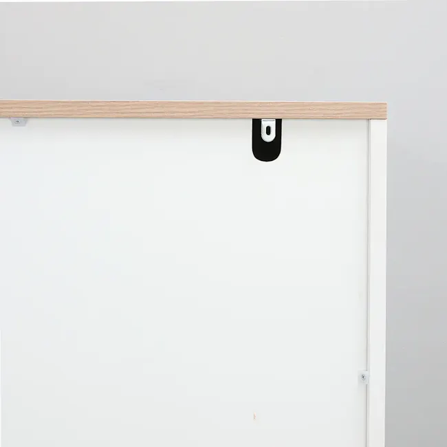 Madeline Open Shelf 0.7m - 8 - Wooden frame, whiteboard, black clip, minimalist design, modern decor, wall-mounted board