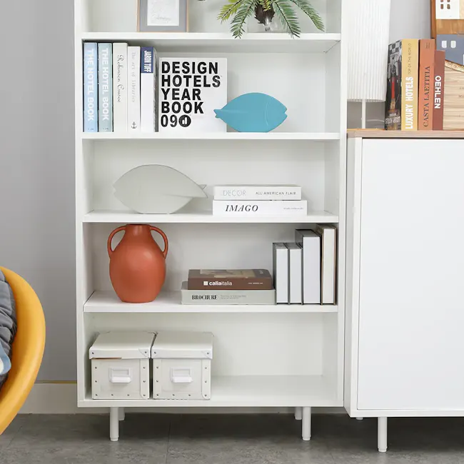 Madeline Open Shelf 0.7m - 6 - White bookshelf, minimalist design, modern decor, book collection, decorative items, art