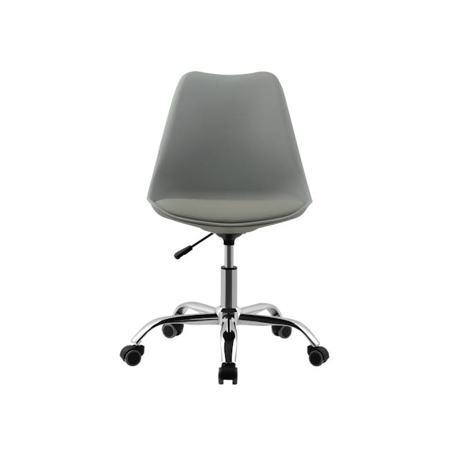 Linnett Mid Back Office Chair - Grey - 2 - Grey upholstered examination table, adjustable armrests, black and chrome office