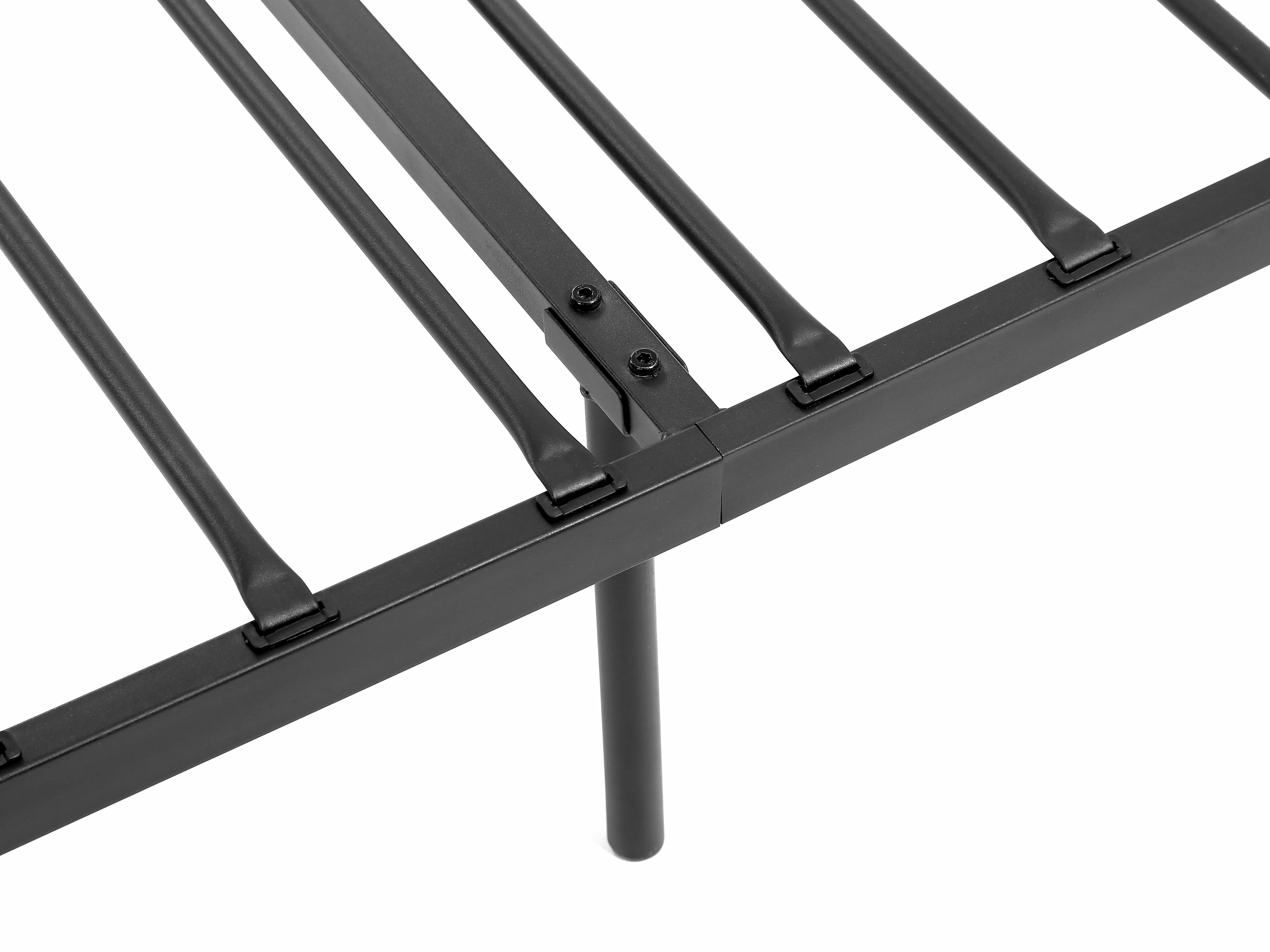 Owen Single Metal Bed - Black - 10 - Sleek, modern metal bed frame with black finish, Black metal bed frame with straight