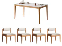 Adelyn Dining Table 1.6m (Sintered Stone) with 4 Niel Chairs in Oak