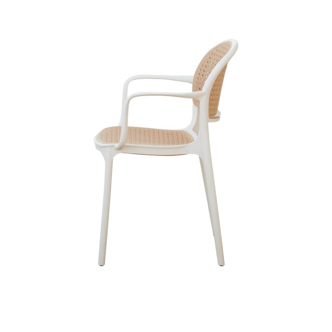 Yumi Plastic Rattan Armchair - White - 2