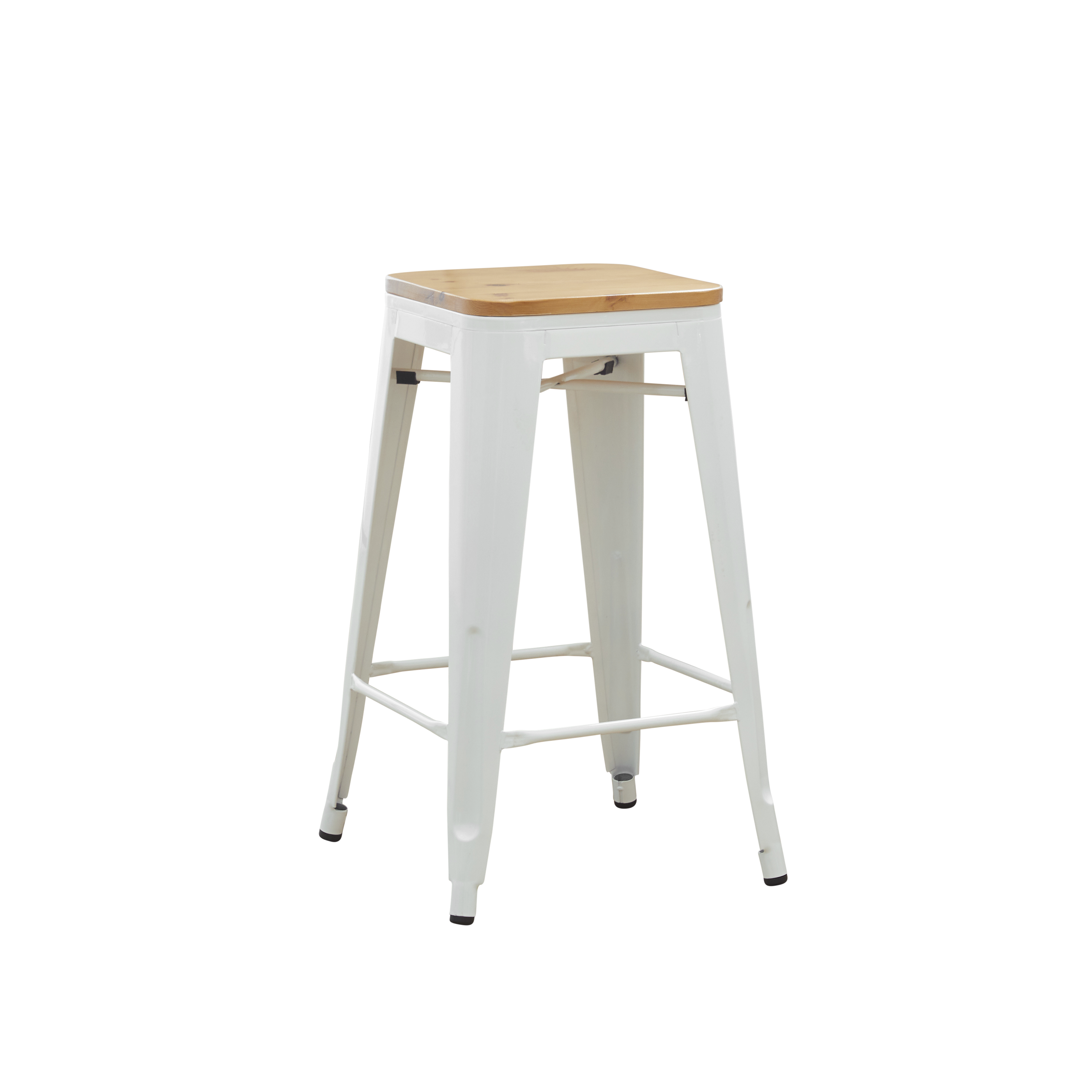 Bartel Counter Stool with Wooden Seat White, Xavier by HipVan HipVan