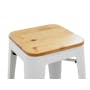 Bartel Counter Stool with Wooden Seat - White - 3
