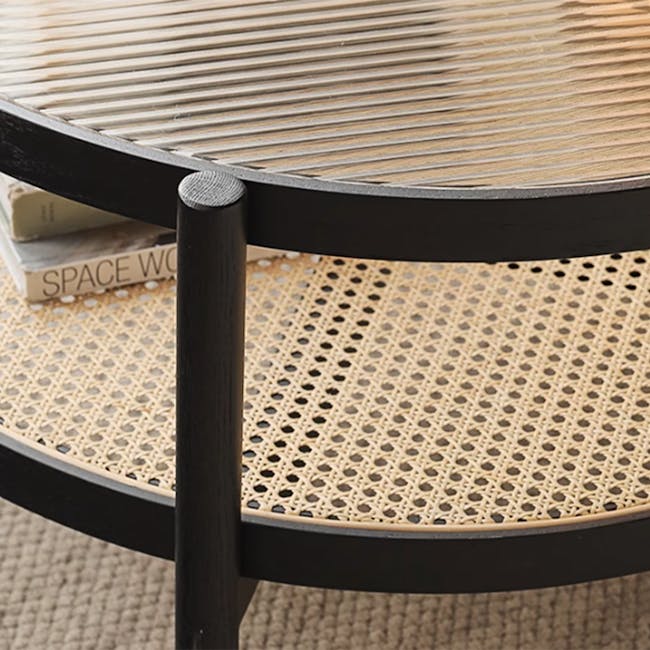 Lilian Rattan Side Table - Black Ash (Glass Tabletop) - 4