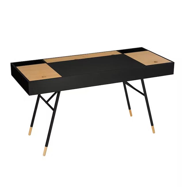Morse Study Table 1.4m - Black, Oak - 0
