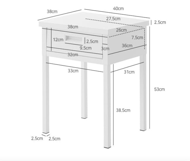 Olavi Bedside Table - White - 5