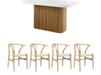 Ellie Terrazzo Dining Table 1.6m with 4 Caine Chairs in Oak