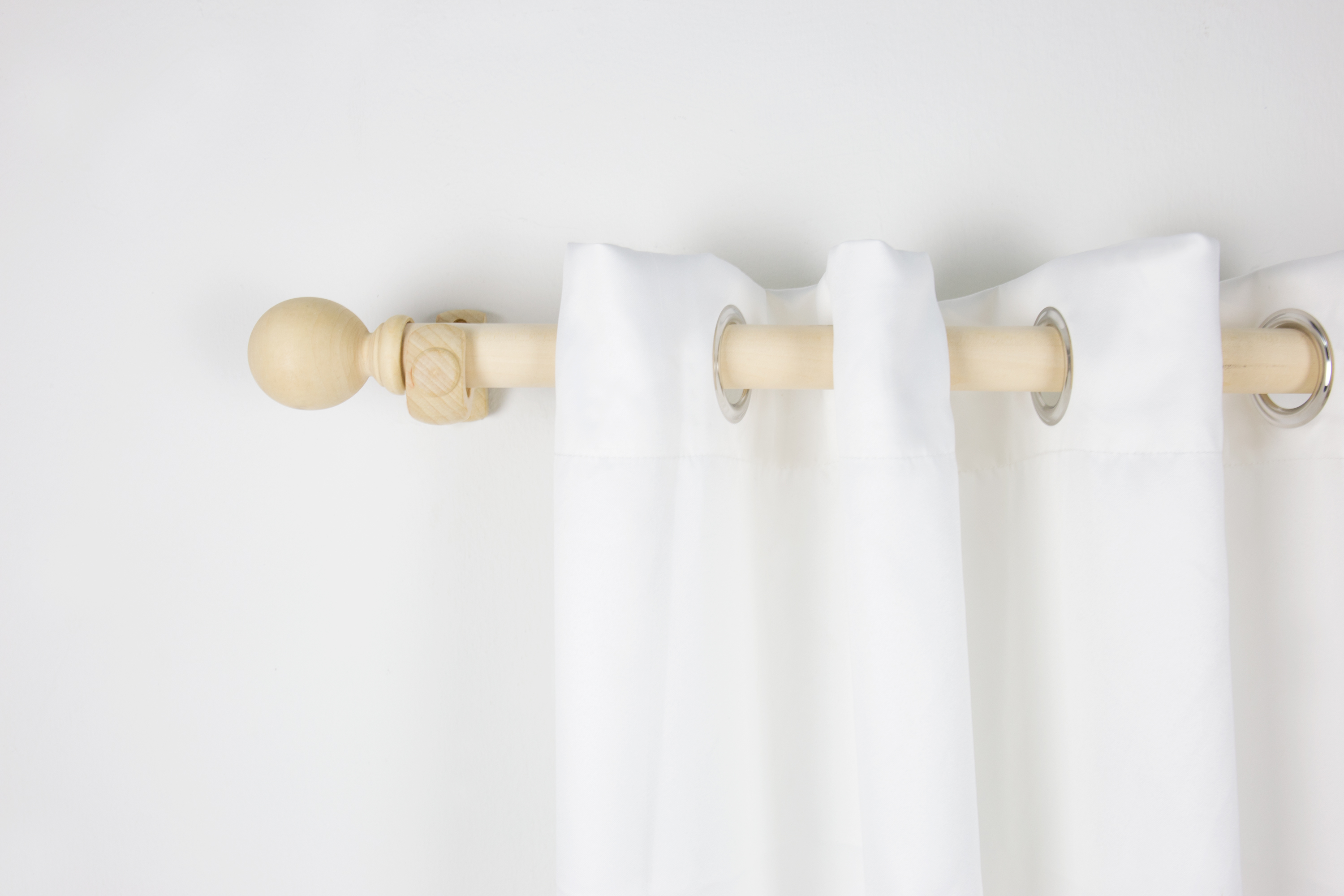 Wooden Curtain Rod with Wall Mount 2.0m Natural, Curtain Rods by