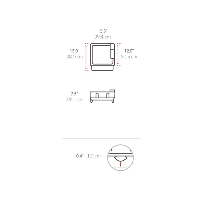 simplehuman Compact Steel Frame Dishrack - White - 5 - 4 cm, 5", 0", 4", 0 cm